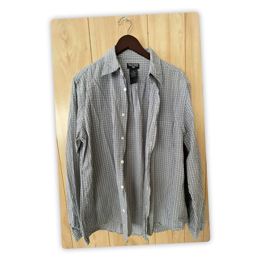 Polo Jeans Co. Ralph Lauren Long Sleeve Plaid‎ Men's Shirt, Size: L